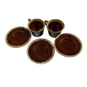 Vintage Hull USA Crestine Over Proof Mug and Saucer Set Excellent Condition